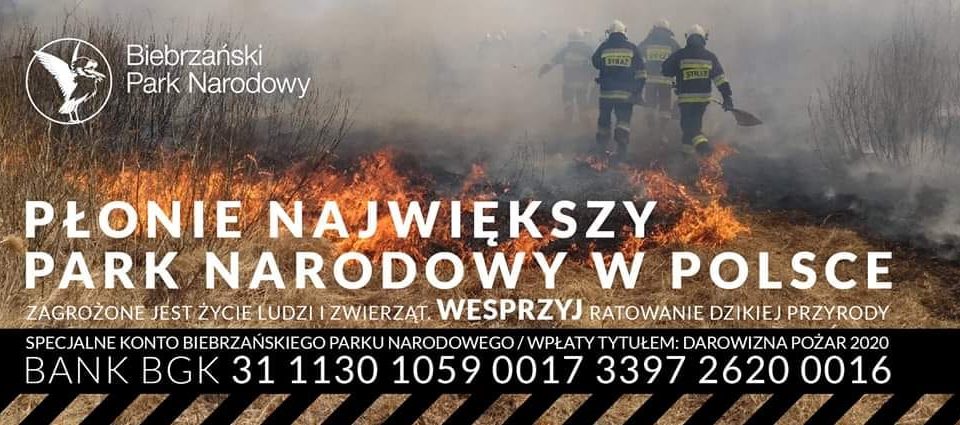 pożary w Biebrzańskim Parku Narodowym zbiórka