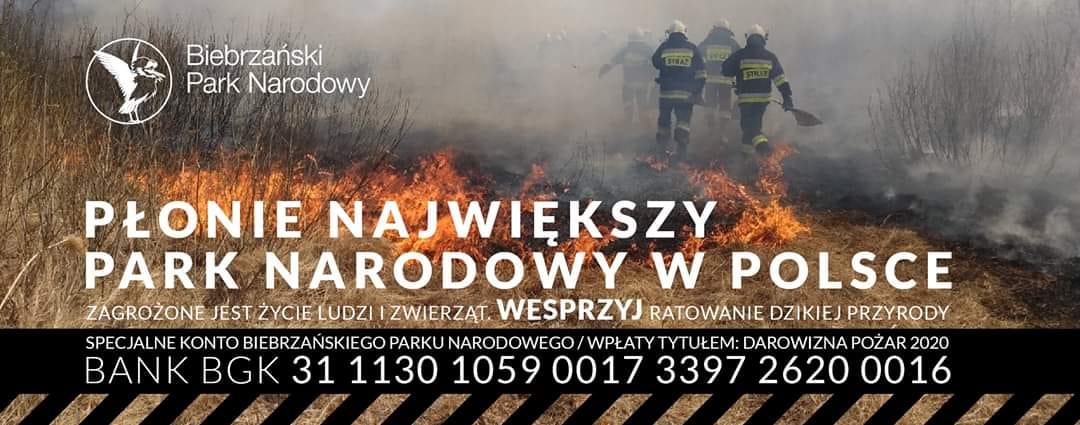 pożary w Biebrzańskim Parku Narodowym zbiórka
